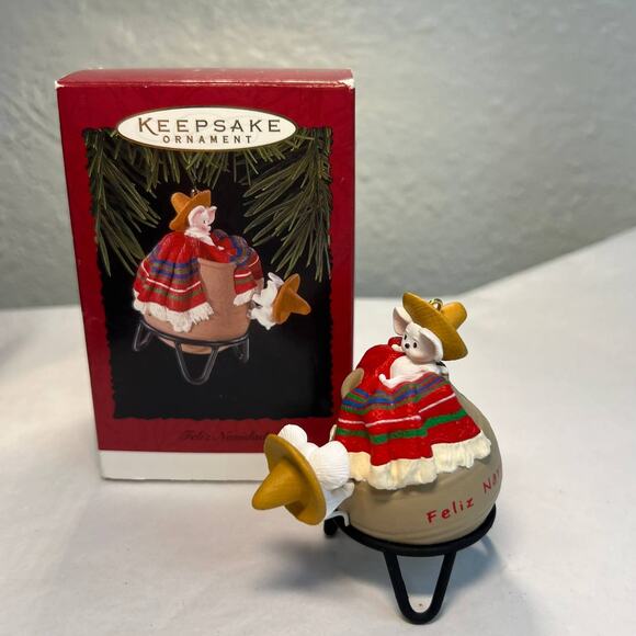 Hallmark Other - Hallmark Keepsake 1996 Mice Feliz Navidad Christmas Ornament Mexican Vintage